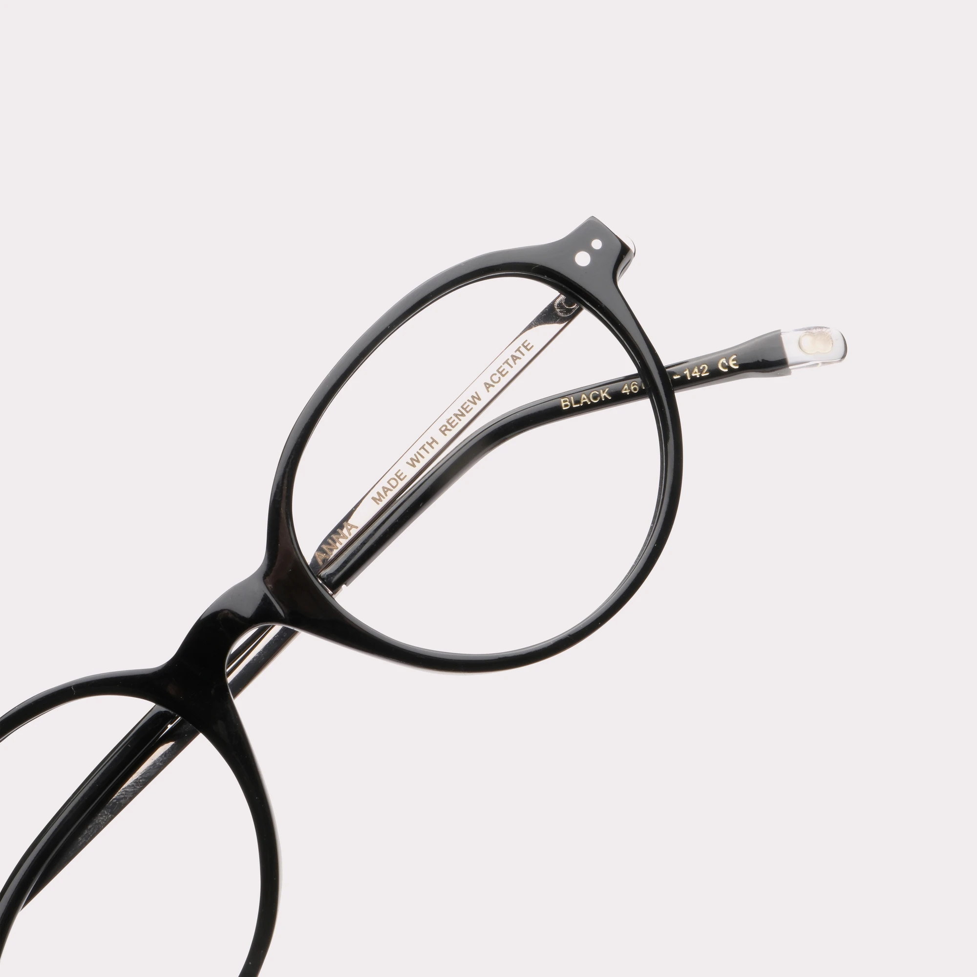 A pair of Anna Black Prescription glasses in a macro view