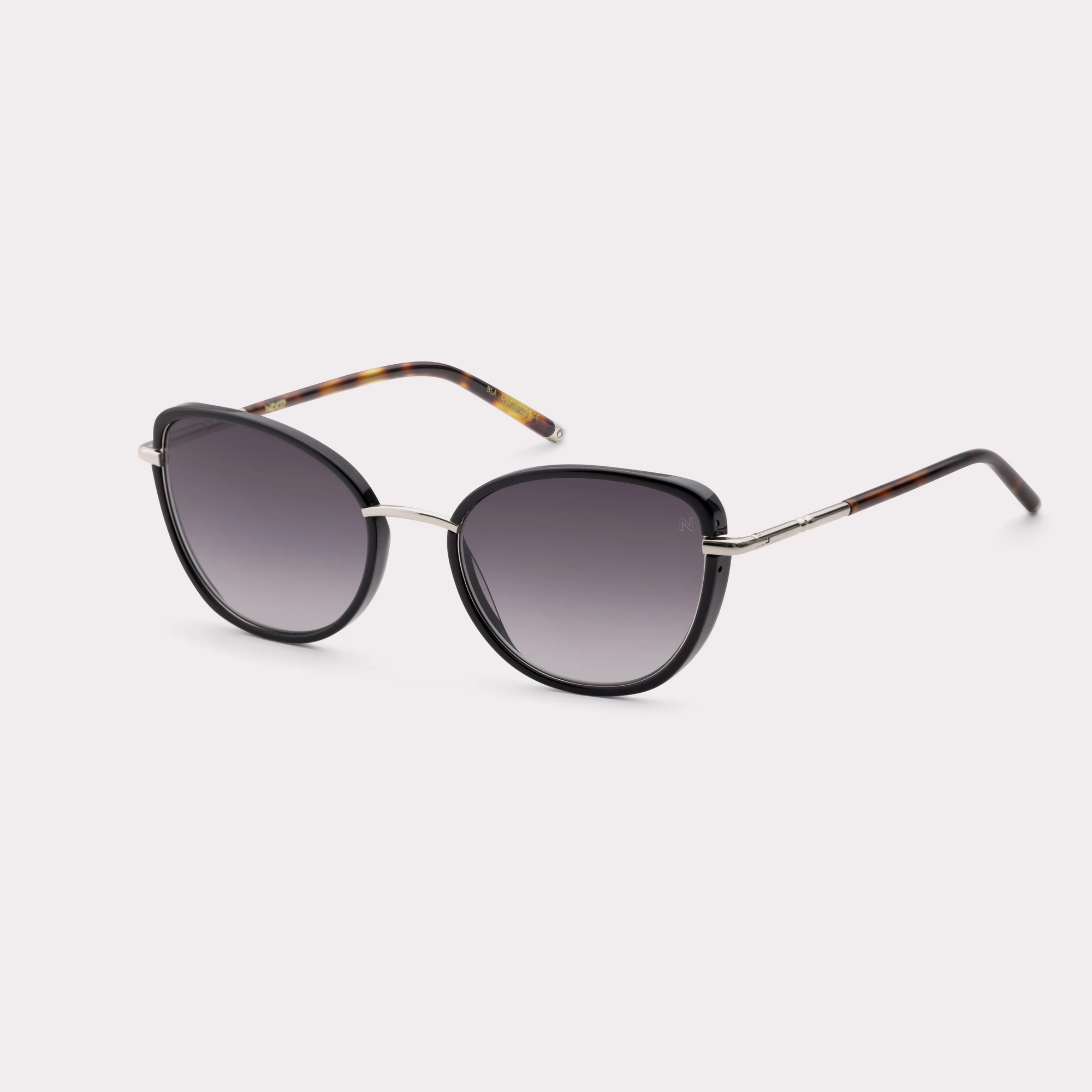 A pair of Indy Black Sunglasses  seen from the side