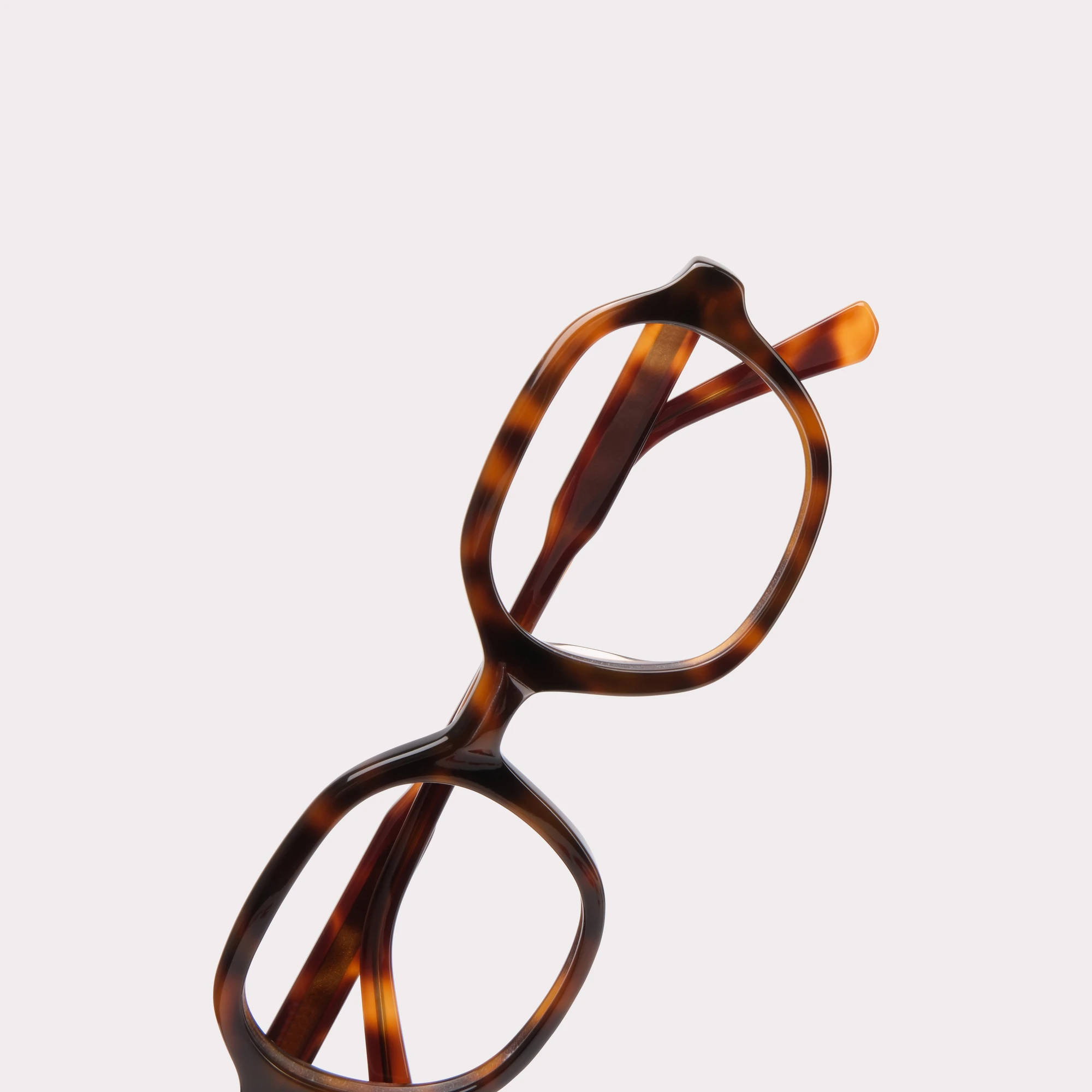 A pair of Lana Tortoise Reading glasses in a macro view