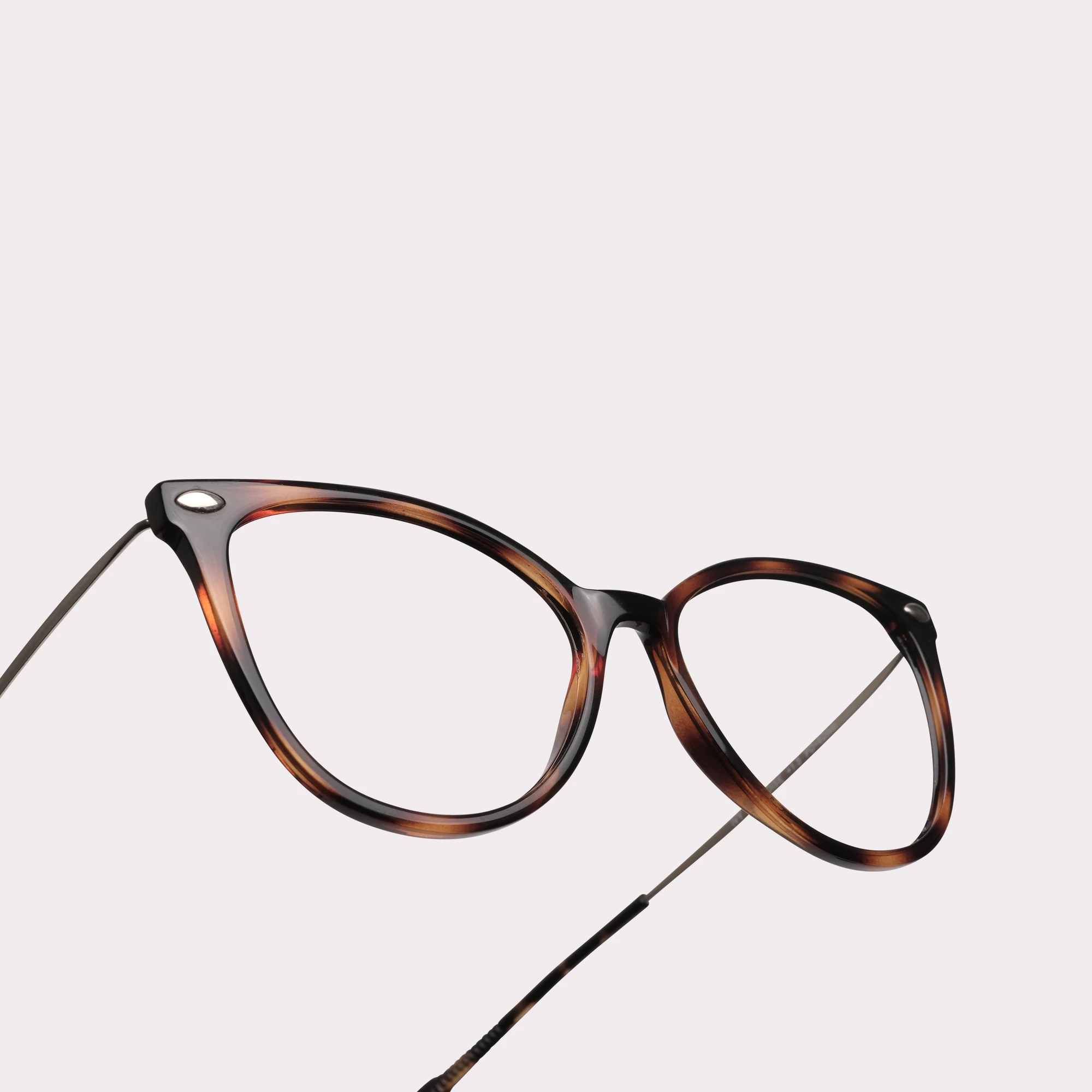 Ein Paar Ivy Tortoise Lesebrille in der Makroansicht