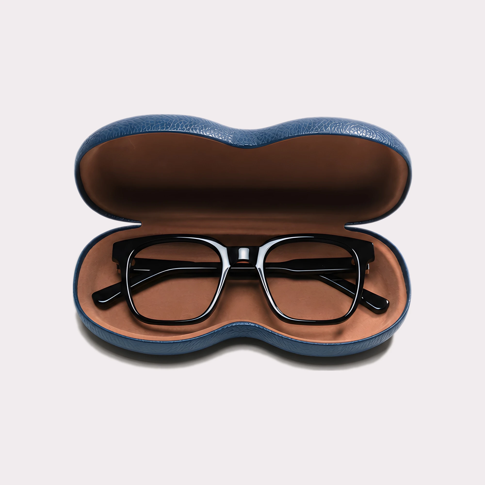 A pair of Venn Black Multi-distance™ blue light blocking reading glasses coming out of its case