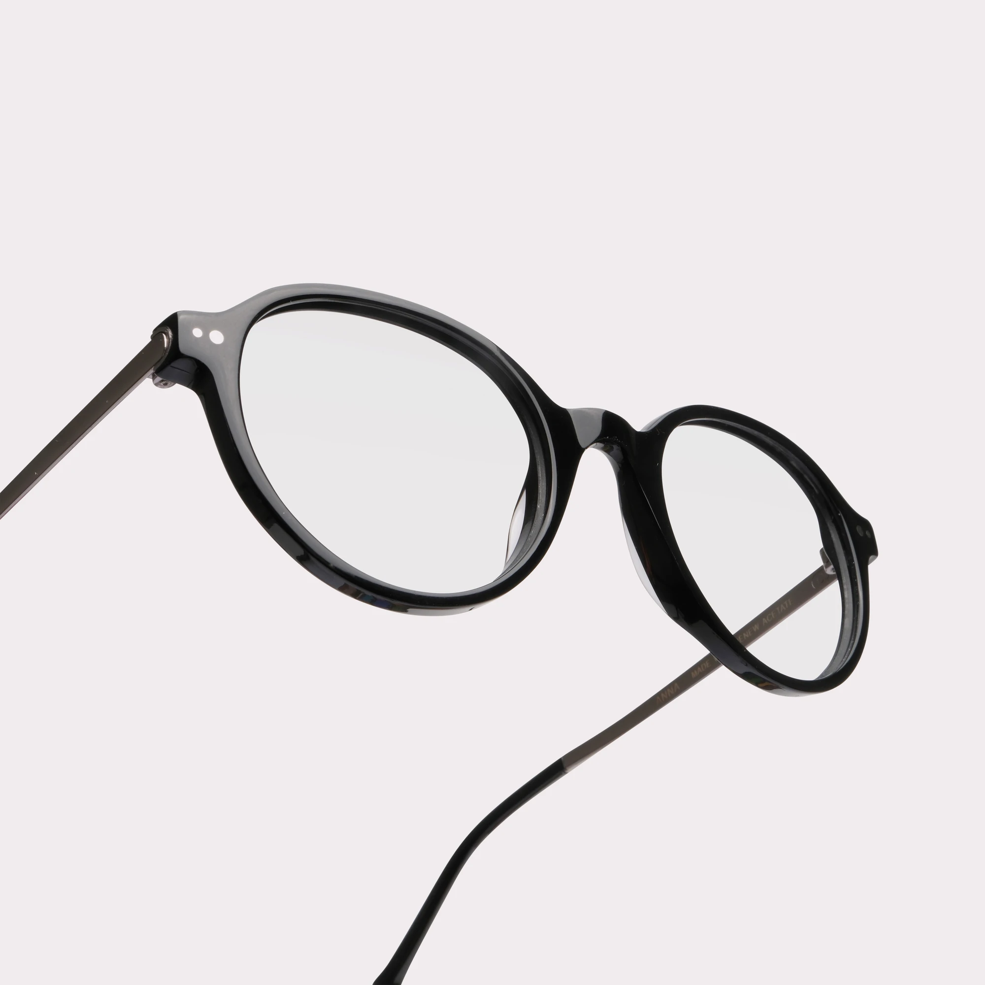 A pair of Anna Black Prescription glasses in a macro view