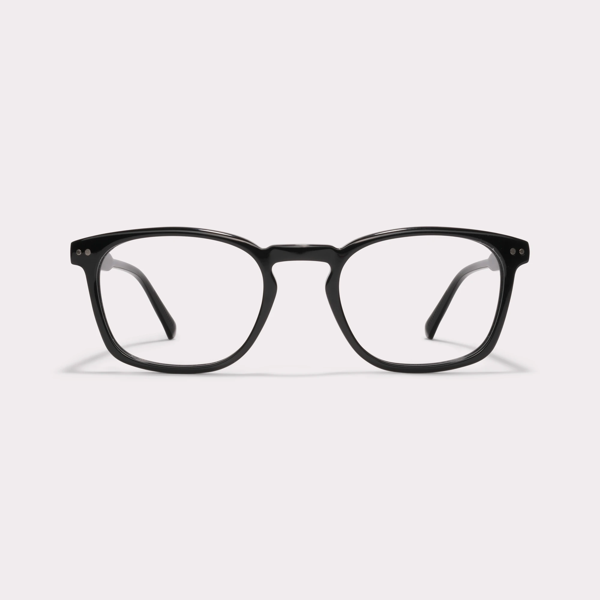Um par de Leo Preto Óculos graduados vista frontal.