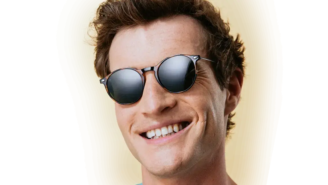 Sunglasses worn by a man