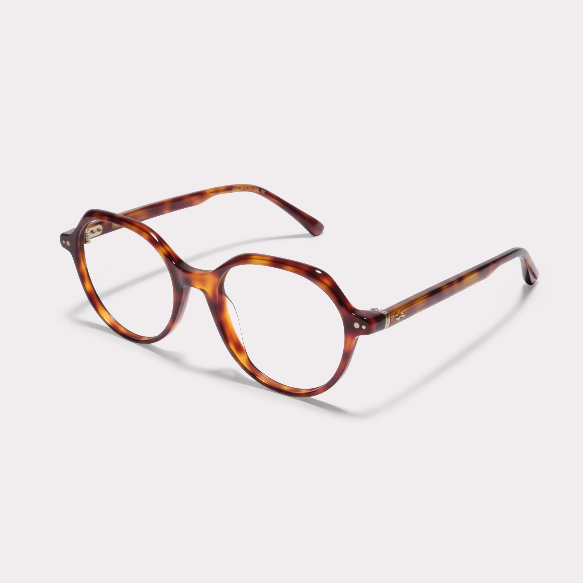 A pair of Gaya Tortoise Prescription glasses  seen from the side