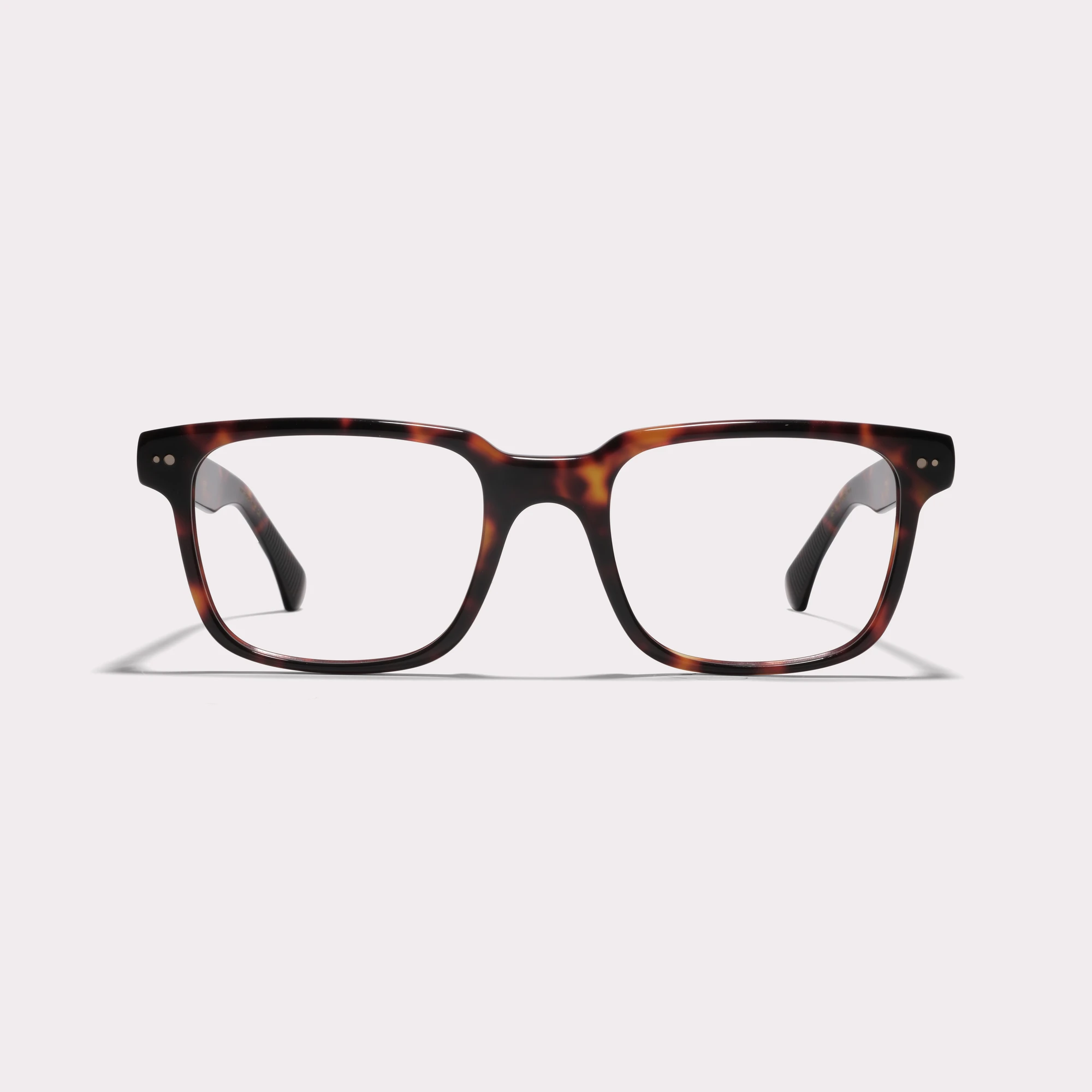 A pair of Roger Tortoise Prescription glasses seen from the front