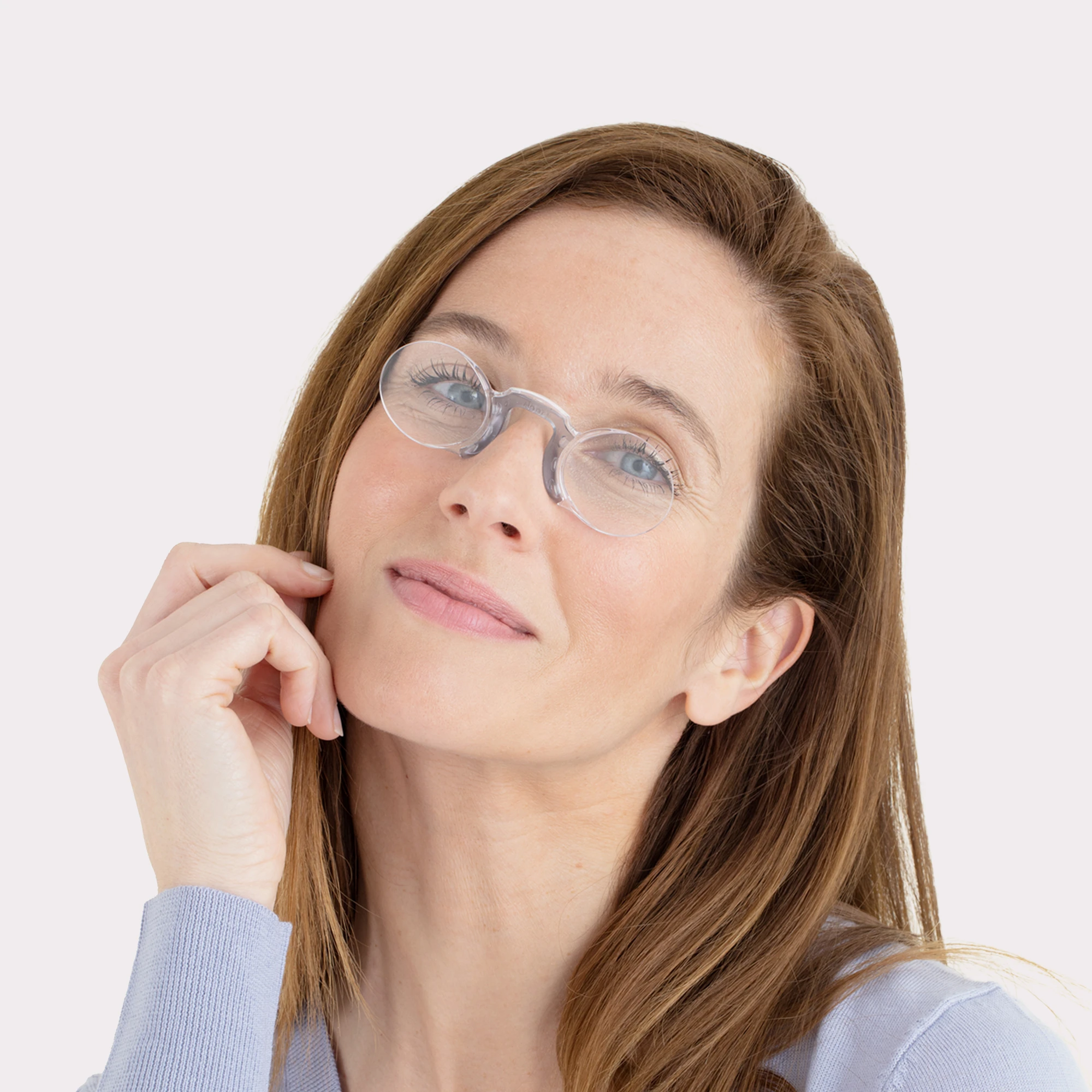 A pair of Oval Grey Reading glasses