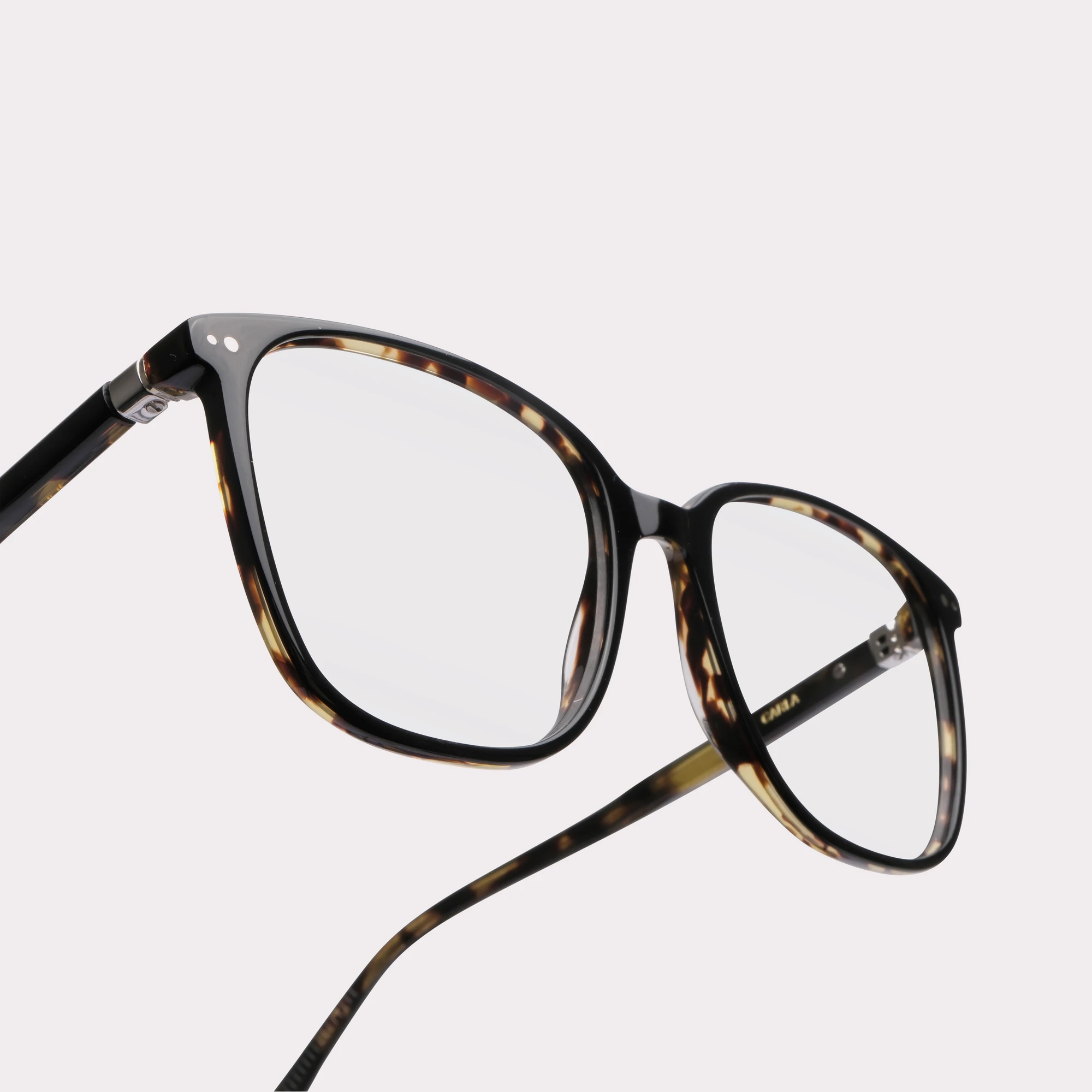 A pair of Carla Black Prescription glasses in a macro view
