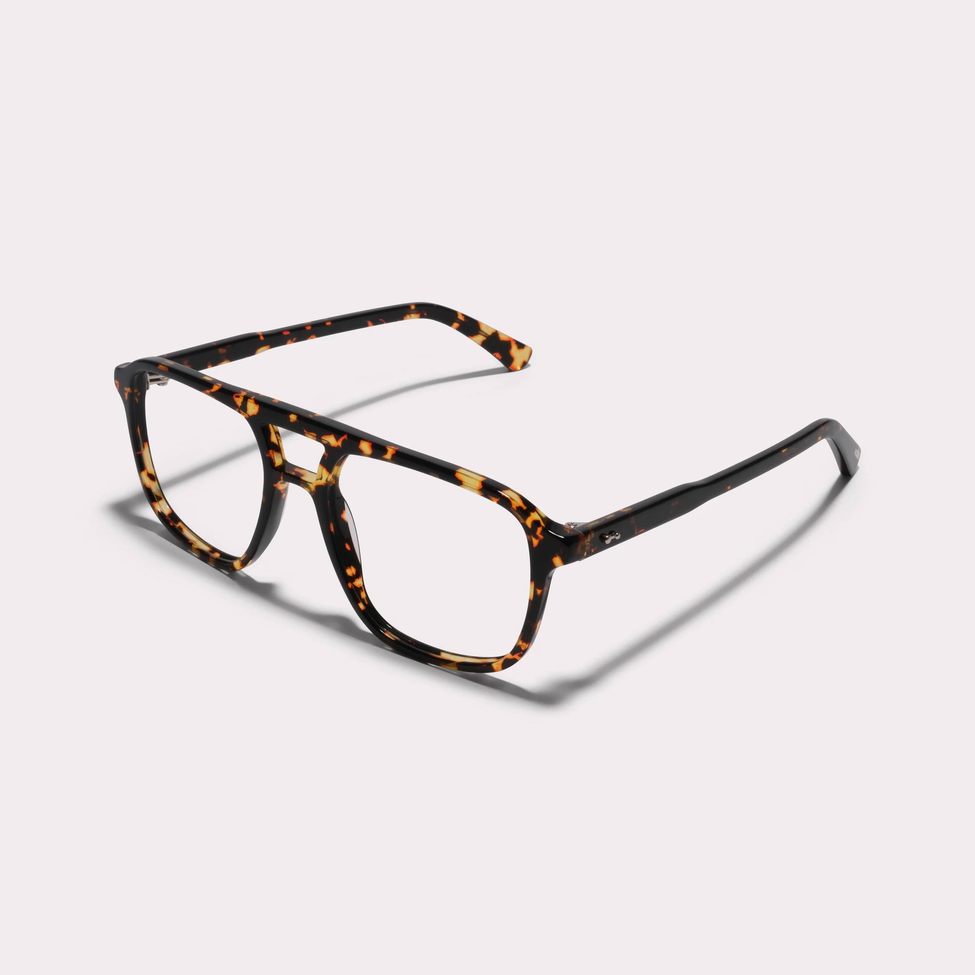 A pair of Milen Yellow tortoise Reading glasses seen from the side