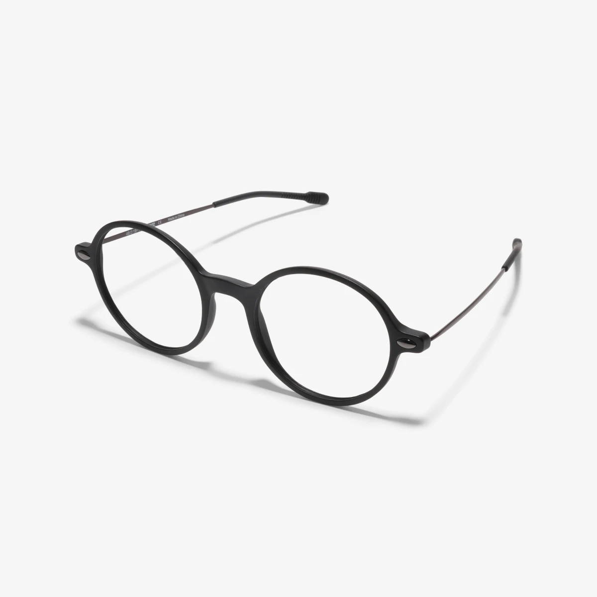 Side view of a pair of black Milo reading glasses