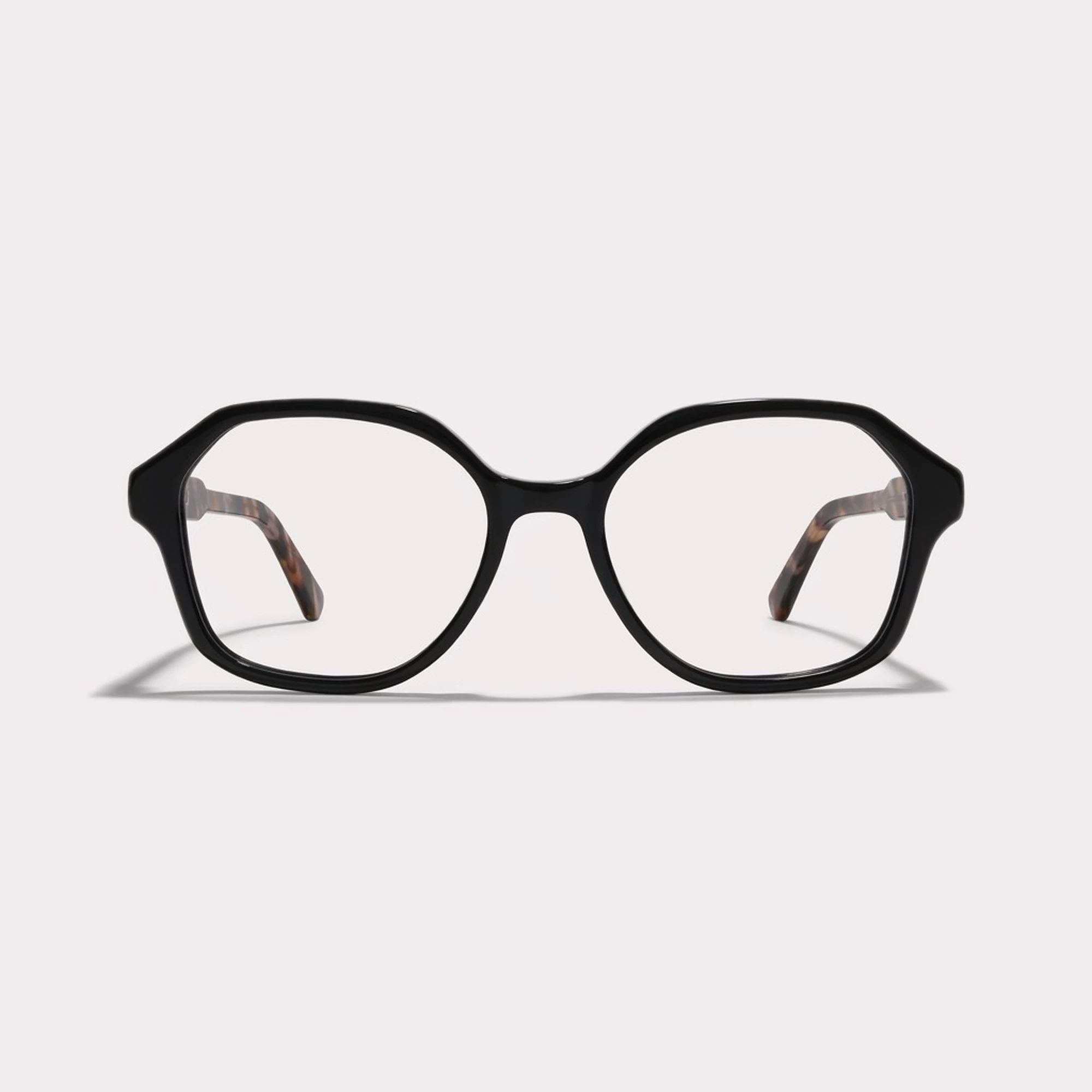 A pair of Aura Black Multi-distance™ blue light blocking reading glasses seen from the front