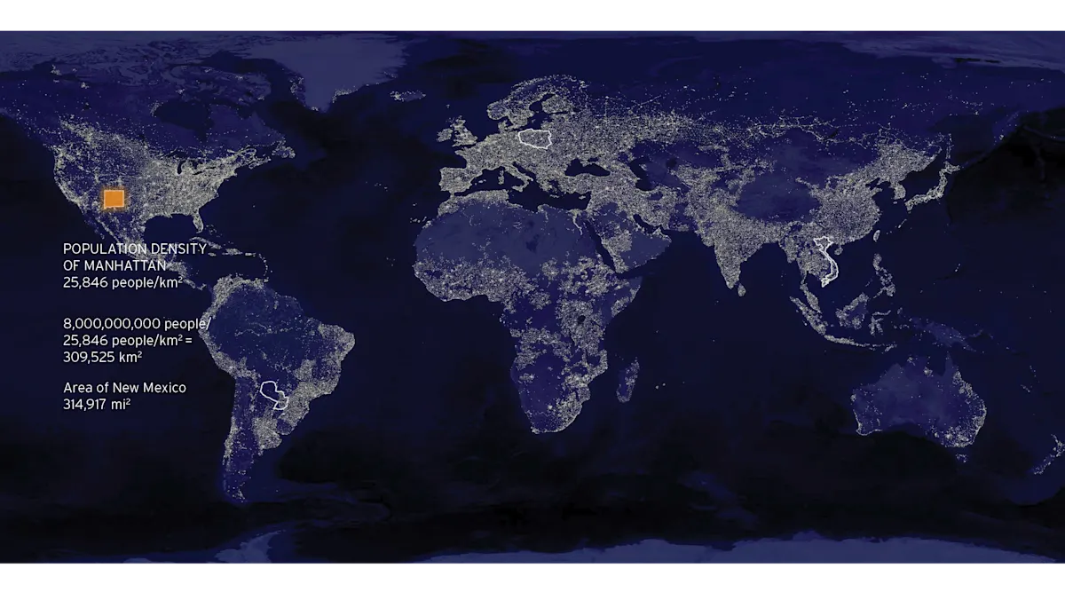 Rethinking the Human Footprint Population Density of Manhattan - New Mexico and countries