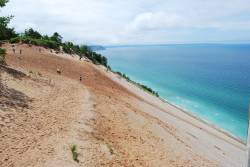 Stretch of Sleeping Bear Dunes National Lakeshore slides into the waters of Lake Michigan