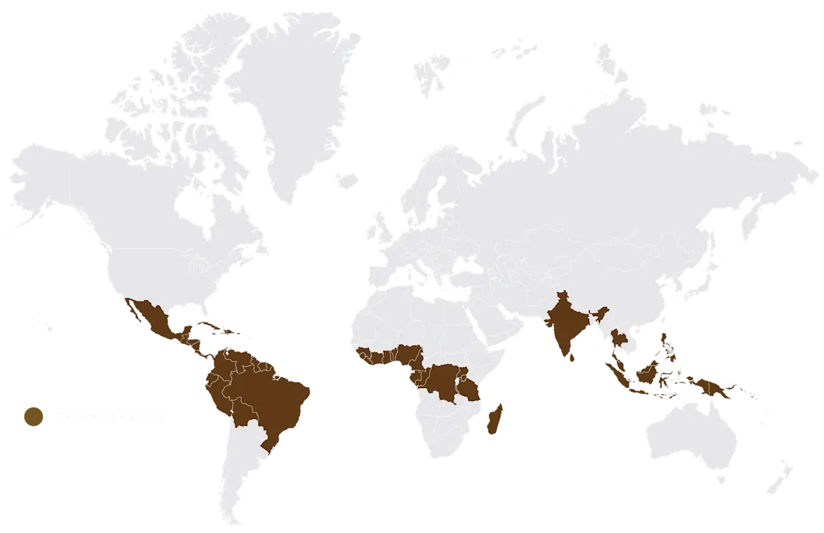 COCOA chocolate exporters map
