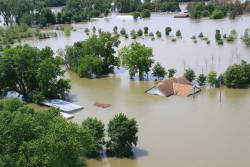 Devastating flooding along the river