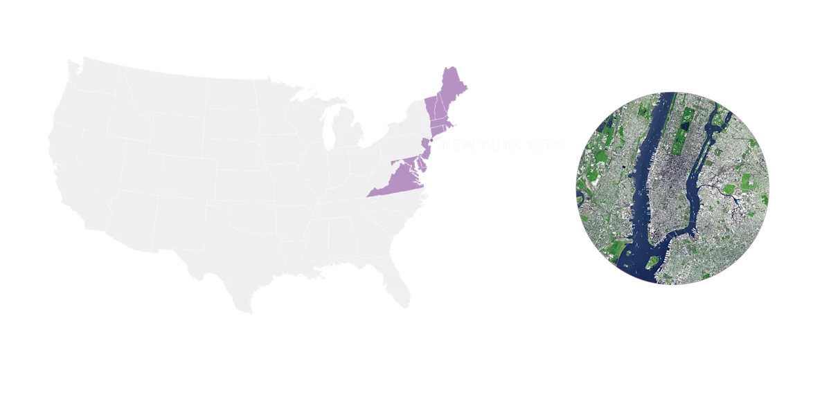 Greenest Cities New York Spread Out map infographic