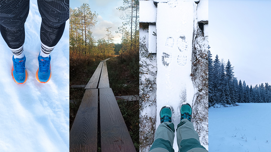 Vinterbilder på utomhusaktiviteter från Finland.
