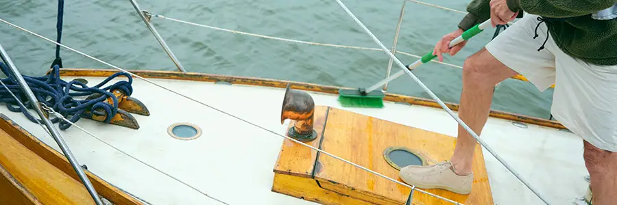 Mies pesee veneen kantta.