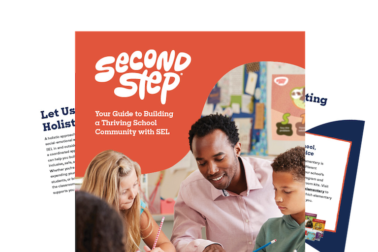 cover of the Second Step(r) Brochure with a picture of a teacher and students