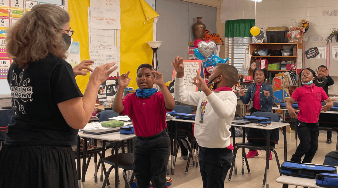 Students in class with teacher