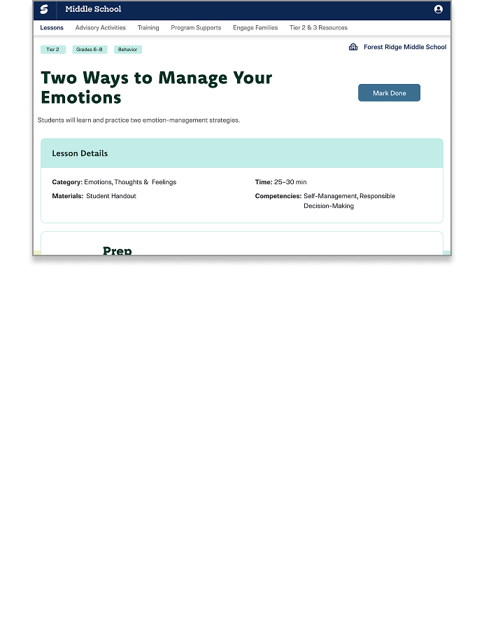 Thumbnail of the middle school sample lessons.