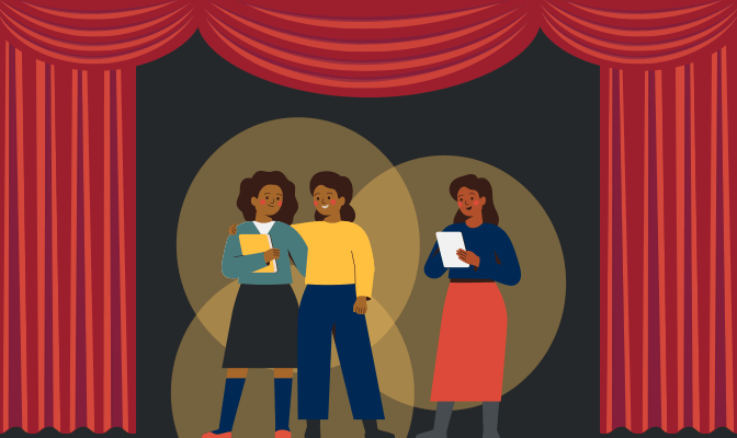 Illustration of people on stage