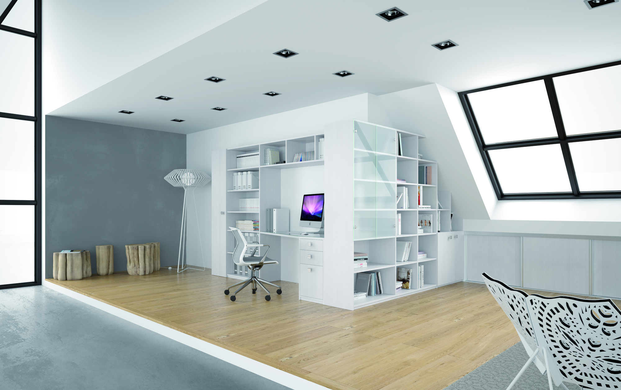 idee-bibliotheque-sous-pente-vitres-depolies