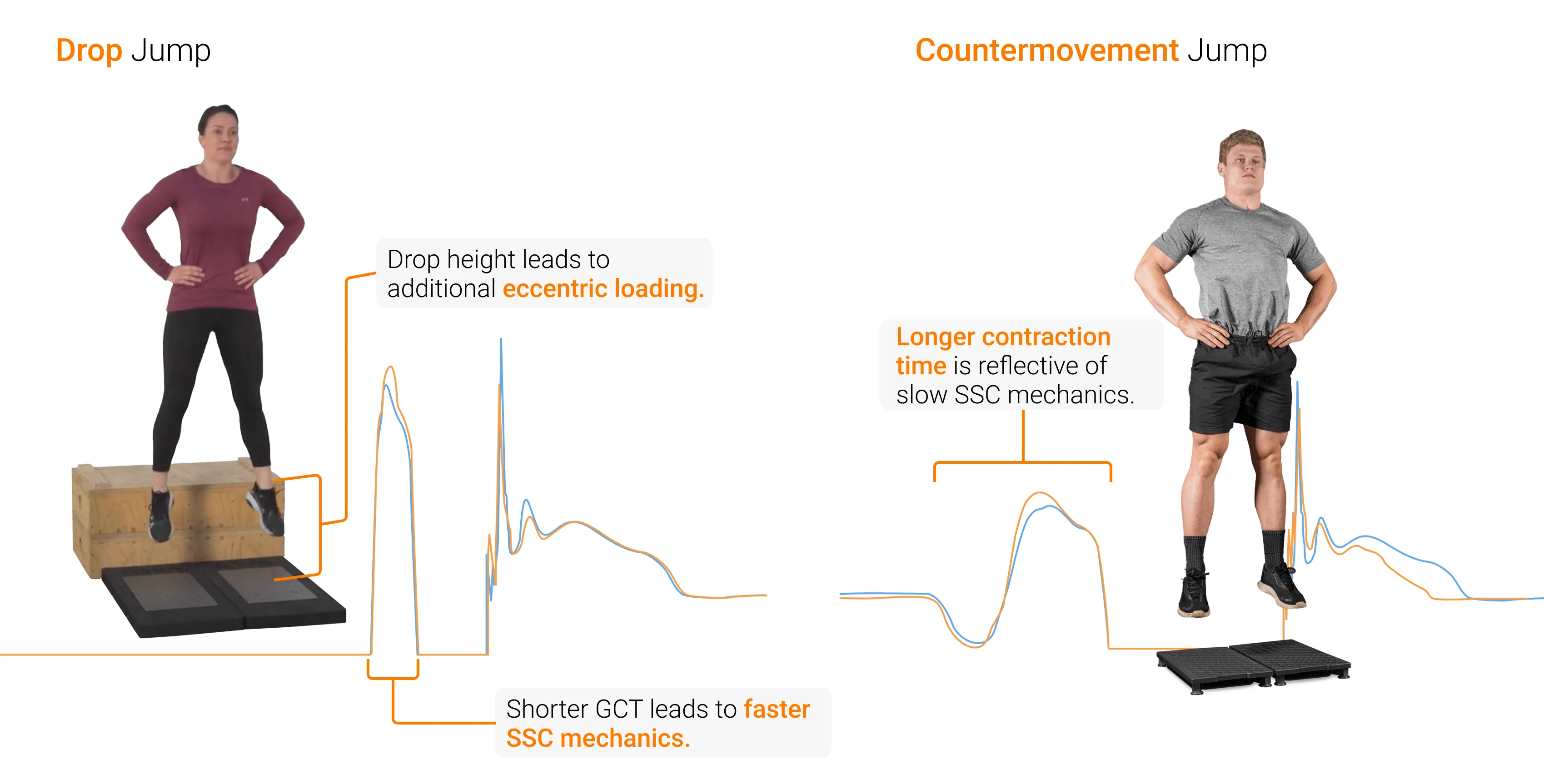 Comparison of force-time characteristics between the DJ and CMJ.