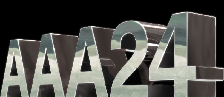 aaa-all-access-members-mythology-a24-logomark-identity-films-3d-chrome-revised-logo-2024