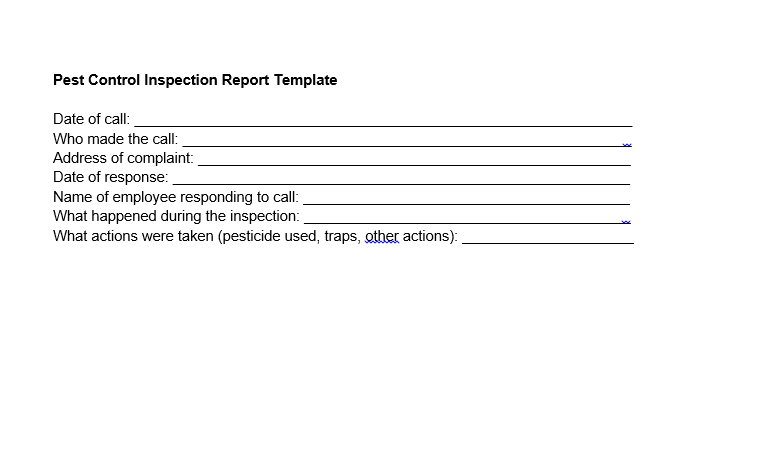 pest control inspection report template