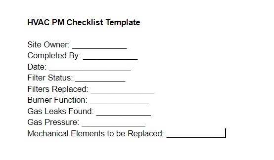 HVAC PM Checklist Template