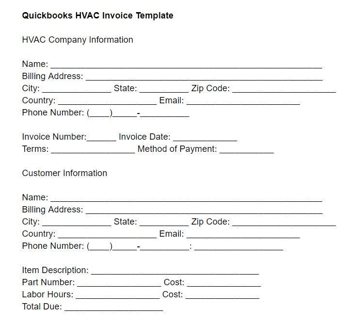 Hvac Invoice Template