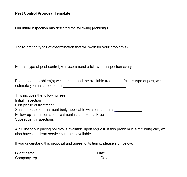 pest control proposal template