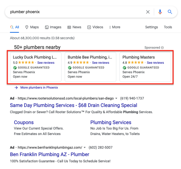 Using Local Services Ads for your plumbing business will help set it apart when homeowners search for plumbing services.
