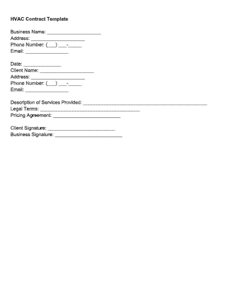 HVAC Contract Template