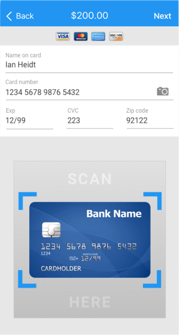 Payment screen in Housecall Pro app