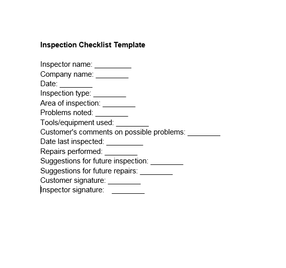 Inspection Checklist Template