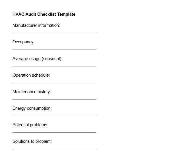HVAC audit checklist