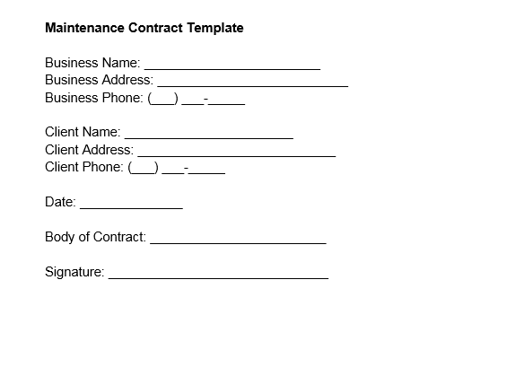 Maintenance Contract Template
