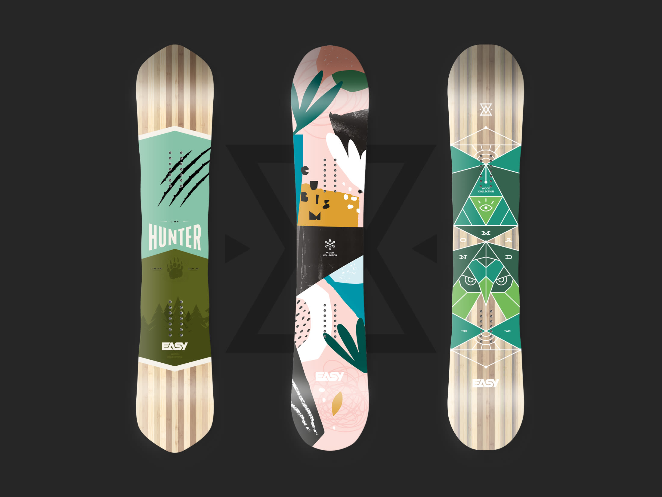 Visuel de trois boards Easysnowboards