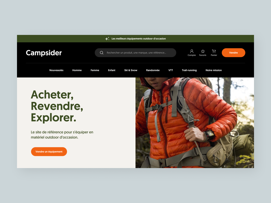 Campsider - UI - top home page