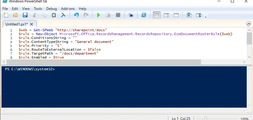PowerShell script for creating a content organizer rule