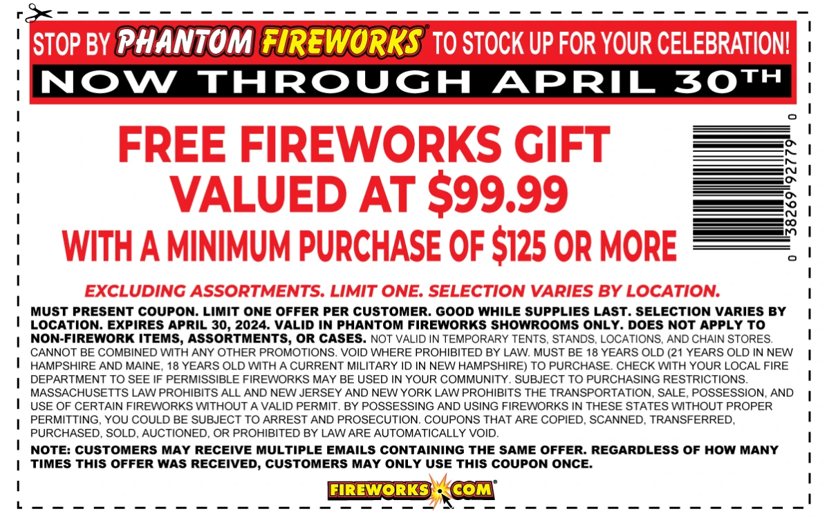 Coupons Premier Holiday Gift Phantom Fireworks