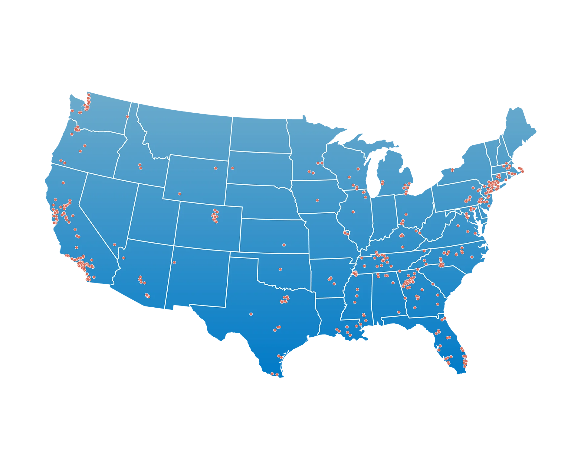 PetVet Care Centers map of veterinarian hospital locations
