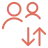 Line art icon of two user profiles with a transfer arrow, symbolizing practice acquisition or ownership change