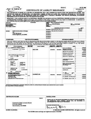 Workmans Comp & Liability Insurance Over $2,000,000