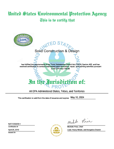 EPA Lead Safe Certified Renovator