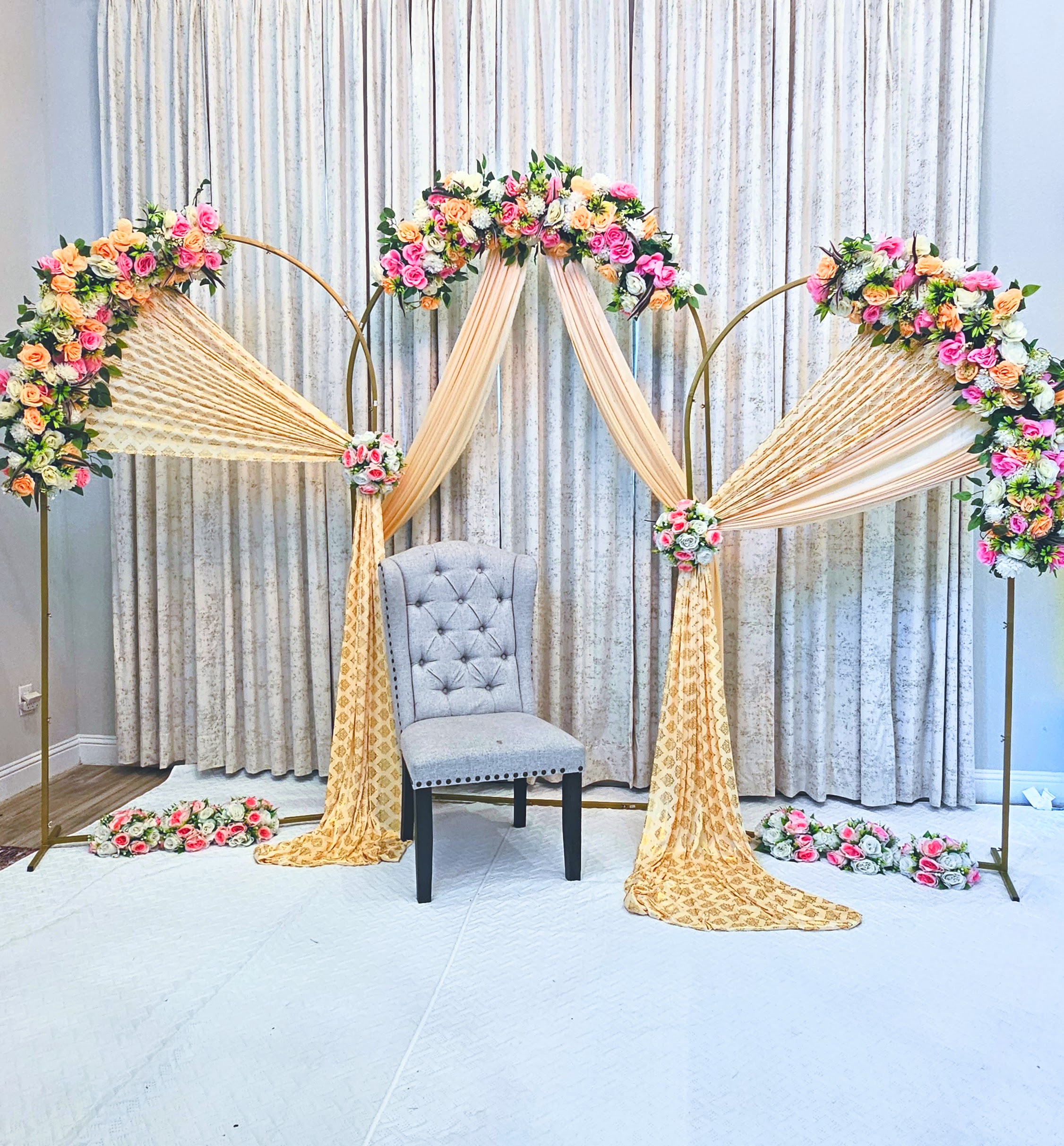 Arches Drapes Flower with Chair 