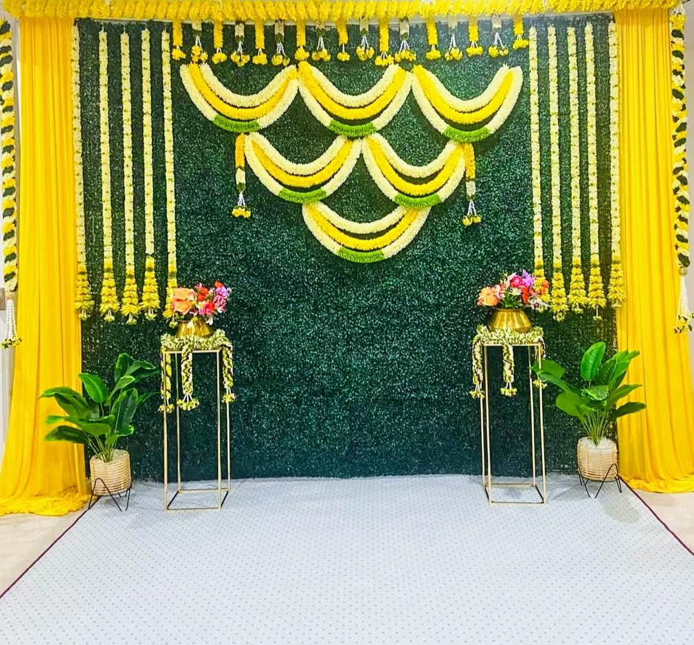 Green Panel with Yellow Drapes