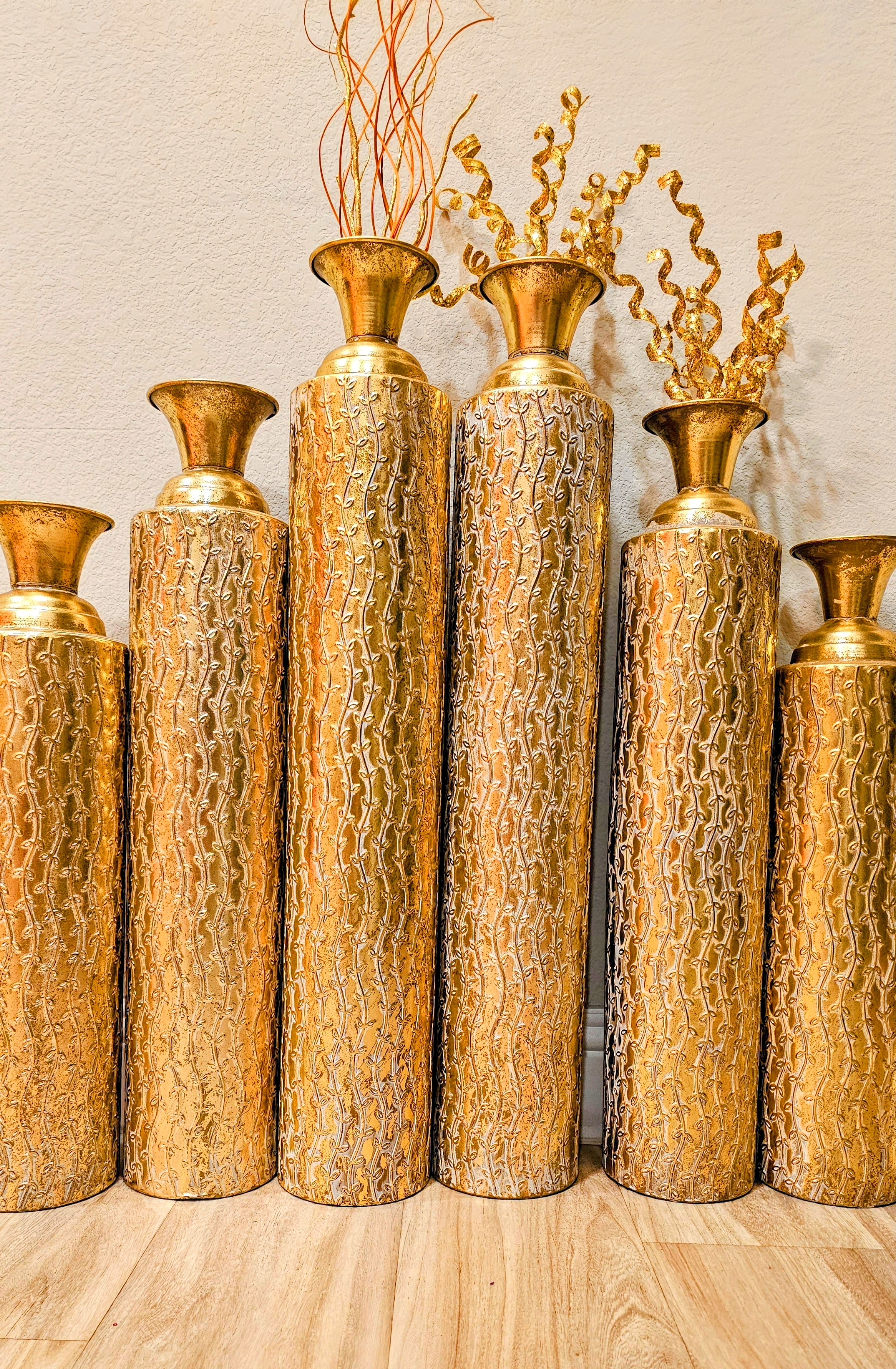 Decorative Golden Metallic Vase (Set of 3)